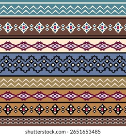 Tribal art boho seamless pattern. Ethnic geometric print. Colorful repeating background texture. Fabric, cloth design, wallpaper