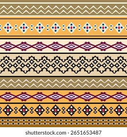 Tribal art boho seamless pattern. Ethnic geometric print. Colorful repeating background texture. Fabric, cloth design, wallpaper