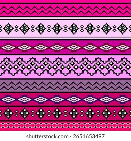 Tribal art boho seamless pattern. Ethnic geometric print. Colorful repeating background texture. Fabric, cloth design, wallpaper