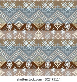Tribal art boho seamless pattern. Ethnic geometric print. Colorful repeating background texture. Fabric, cloth design, wallpaper, wrapping