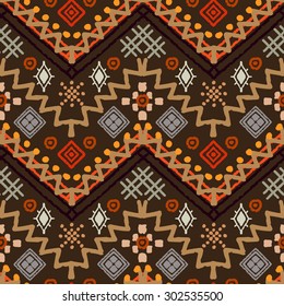 Tribal art boho seamless pattern. Ethnic geometric print. Colorful repeating background texture. Fabric, cloth design, wallpaper, wrapping