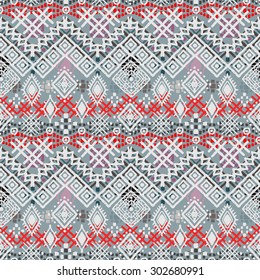 Tribal art boho seamless pattern. Ethnic geometric print. Colorful repeating background texture. Fabric, cloth design, wallpaper, wrapping