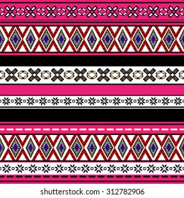 Tribal art boho seamless pattern. Ethnic geometric print. Colorful repeating background texture. Fabric, cloth design, wallpaper