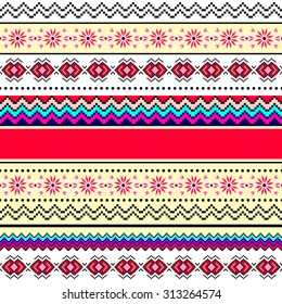 Tribal art boho seamless pattern. Ethnic geometric print. Colorful repeating background texture. Fabric, cloth design, wallpaper