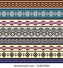 Tribal art boho seamless pattern. Ethnic geometric print. Colorful repeating background texture. Fabric, cloth design, wallpaper