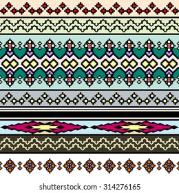 Tribal art boho seamless pattern. Ethnic geometric print. Colorful repeating background texture. Fabric, cloth design, wallpaper