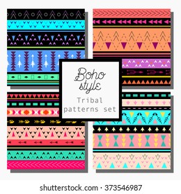 Tribal art boho seamless pattern. Ethnic geometric print. Background texture. Fabric, cloth design, wallpaper, wrapping
