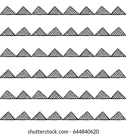 Tribal art boho seamless pattern. Ethnic geometric print. Aztec repeating background texture in black and white.