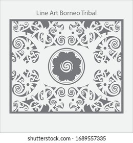 tribal art borneo  for coloring book, poster, print, or tattoo. Hand Drawn vector illustration.