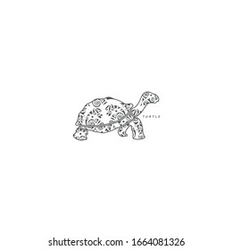 tribal art borneo turtle for coloring book, poster, print, or tattoo. Hand Drawn vector illustration animal.