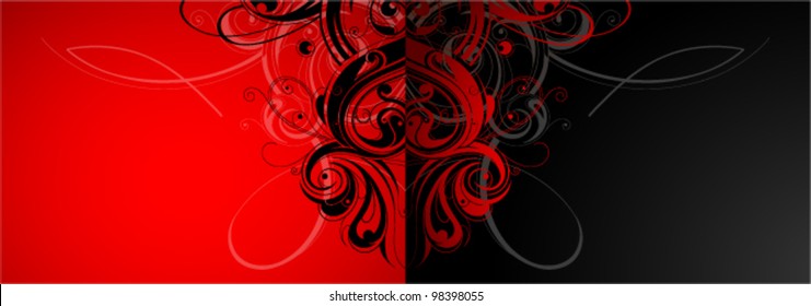 Tribal art design in black and red contradiction