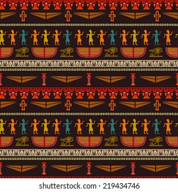 Tribal art Egyptian vintage ethnic seamless pattern. Egypt borders. Folk abstract repeating background texture. Fabric design. Wallpaper 