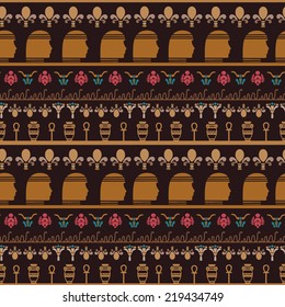 Tribal art Egyptian vintage ethnic seamless pattern. Egypt borders. Folk abstract repeating background texture. Fabric design. Wallpaper 