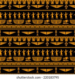 Tribal art Egyptian vintage ethnic seamless pattern. Egypt borders. Folk abstract repeating background texture. Cloth design. Wallpaper 