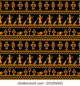 Tribal art Egyptian vintage ethnic seamless pattern. Egypt borders. Folk abstract repeating background texture. Cloth design. Wallpaper 