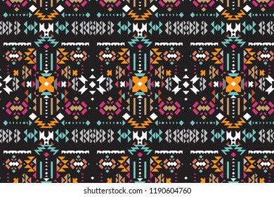 Tribal art ethnic seamless pattern. Folk abstract geometric repeating background texture. Fabric design, Wallpaper.