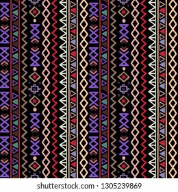 Tribal art, ethnic seamless pattern. Abstract geometric background texture. Repeating folk print. Fabric design, wallpaper