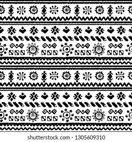 Tribal art, ethnic seamless pattern. Abstract geometric background texture. Repeating boho print. Fabric design, wallpaper