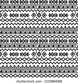 Tribal art, ethnic seamless pattern. Abstract geometric background texture. Repeating folk print. Fabric design, wallpaper