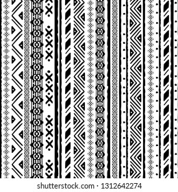 Tribal art, ethnic seamless pattern. Abstract geometric background texture. Repeating folk print. Fabric design, wallpaper