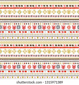 Tribal art, ethnic seamless pattern. Vintage border background. Repeating striped print. Fabric design, wallpaper