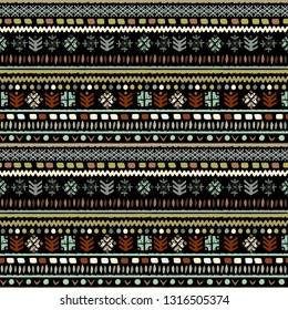 Tribal art, ethnic seamless pattern. Vintage border background. Repeating striped print. Fabric design, wallpaper