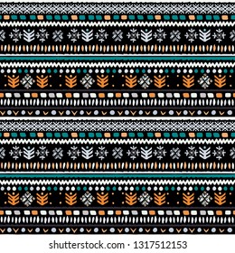 Tribal art, ethnic seamless pattern. Vintage border background. Repeating striped print. Fabric design, wallpaper