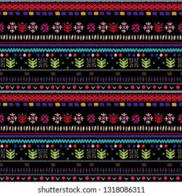 Tribal art, ethnic seamless pattern. Vintage border background. Repeating striped print. Fabric design, wallpaper