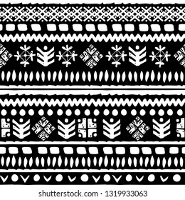 Tribal art, ethnic seamless pattern. Vintage border background. Repeating striped print. Fabric design, wallpaper