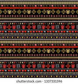 Tribal art, ethnic seamless pattern. Vintage border background. Repeating striped print. Fabric design, wallpaper