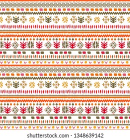 Tribal art, ethnic seamless pattern. Vintage border background. Repeating print. Fabric design, wallpaper