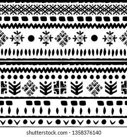 Tribal art, ethnic seamless pattern. Vintage background. Geometric print. Fabric design, wallpaper