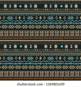 Tribal art, ethnic seamless pattern. Vintage background. Geometric print. Fabric design, wallpaper