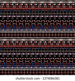 Stammeskunst, ethnisches nahtloses Muster. Vintage-Hintergrund. Ethno-Ornament. Geometrischer Boho-Druck. Stoffdesign, Tapete