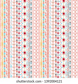 Tribal art, ethnic seamless pattern. Vintage background. Ethno ornament. Geometric boho print. Fabric design, wallpaper
