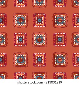 Tribal art ethnic seamless pattern. Abstract geometric repeating background texture. Fabric design. Wallpaper - vector 