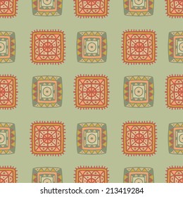 Tribal art ethnic seamless pattern. Abstract geometric repeating background texture. Fabric design. Wallpaper - vector 