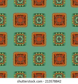 Tribal art ethnic seamless pattern. Abstract geometric repeating background texture. Fabric design. Wallpaper - vector 