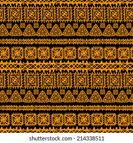 Tribal art ethnic seamless pattern. Folk abstract geometric repeating background texture. Fabric design. Wallpaper - vector 