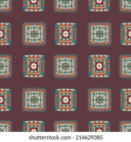 Tribal art ethnic seamless pattern. Abstract geometric repeating background texture. Fabric design. Wallpaper - vector 