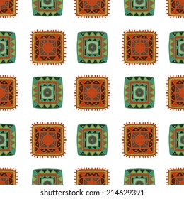Tribal art ethnic seamless pattern. Abstract geometric repeating background texture. Fabric design. Wallpaper - vector 