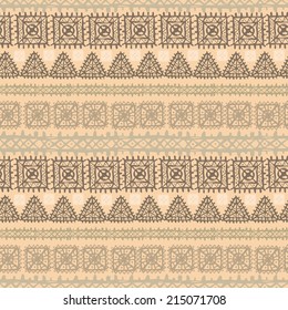 Tribal art ethnic seamless pattern. Folk abstract geometric repeating background texture. Fabric design. Wallpaper - vector 