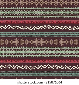 Tribal art ethnic seamless pattern. Folk abstract geometric repeating background texture. Fabric design. Wallpaper - vector 
