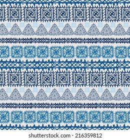 Tribal art ethnic seamless pattern. Folk abstract geometric repeating background texture. Fabric design. Wallpaper - vector 