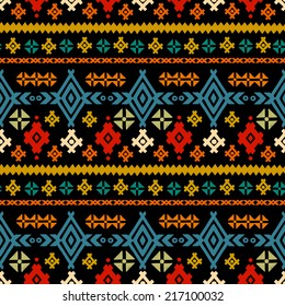 Tribal art ethnic seamless pattern. Folk abstract geometric repeating background texture. Fabric design. Wallpaper 