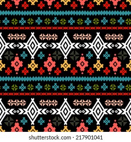 Tribal art ethnic seamless pattern. Folk abstract geometric repeating background texture. Fabric design. Wallpaper 