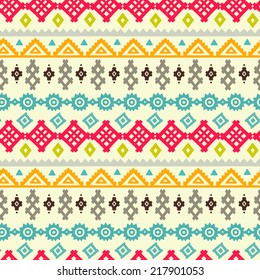 Tribal art ethnic seamless pattern. Folk abstract geometric print. Repeating background texture. Fabric design. Wallpaper 