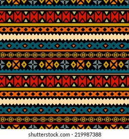 Tribal art ethnic seamless pattern. Folk abstract geometric repeating background texture. Fabric design. Wallpaper 