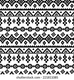Tribal art ethnic seamless pattern. Folk abstract geometric print. Repeating background texture. Fabric design. Wallpaper 