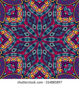 Tribal art ethnic seamless pattern. Ethnic geometric print. Colorful repeating background texture. Fabric, cloth design, wallpaper, wrapping